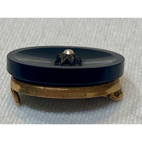 Antique Victorian French Jet Black Glass Mourning Brooch - Picture 5 of 8
